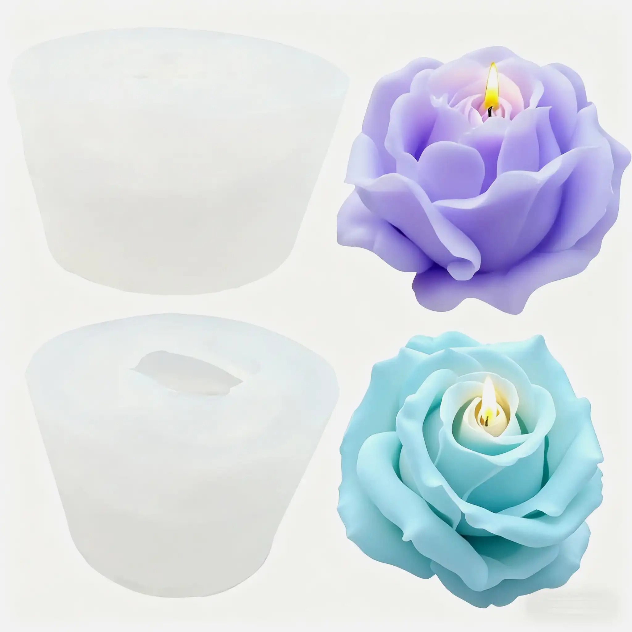 Quality Soap Making Kit - 2-Piece Romantic 3D Rose Silicone Candle