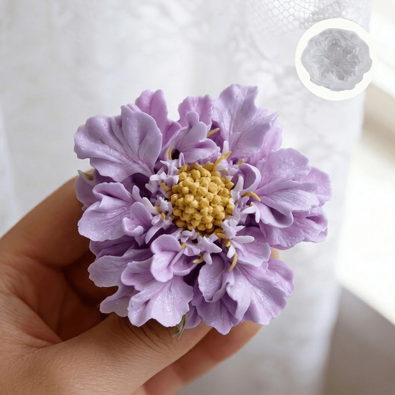 Soap Making Designs - 1 Dreamy Blue Potted Flower Silicone