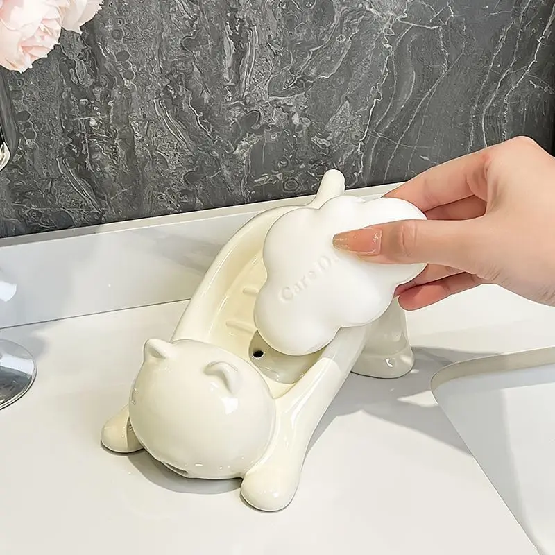 Cute Cat Drain Soap Holder Con - đánh giá và giá Soap Making Utensils